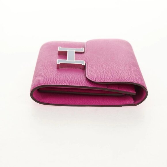 HERMES Constance Compact Wallet Leather Purple pink Auth 142362M - Picture 8 of 16